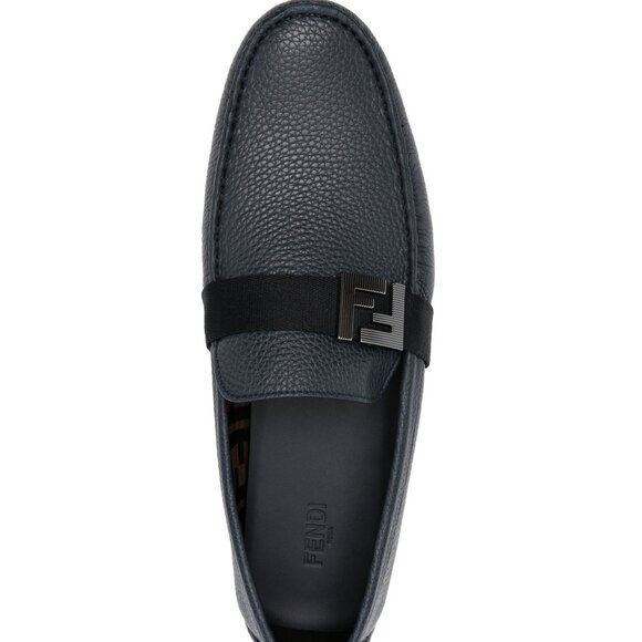 FENDI FF logo-plaque leather loafers size 11